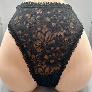 Victoria's Secret Black Lace High Leg Thong Panty 2021